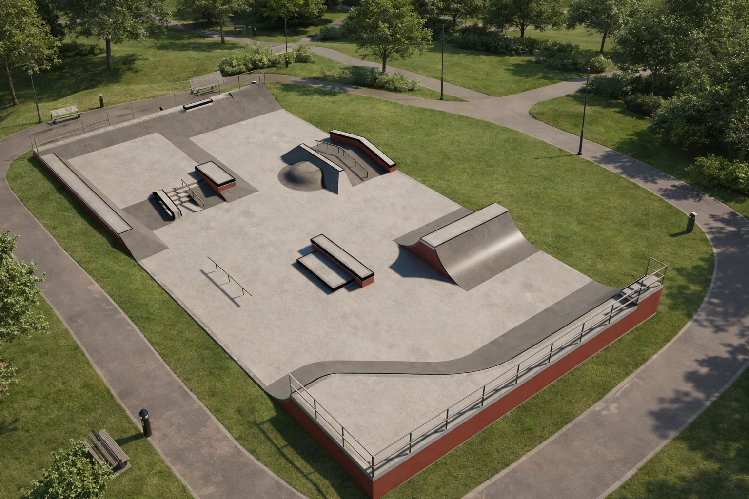 Skatepark Silvânia - elementos da pista