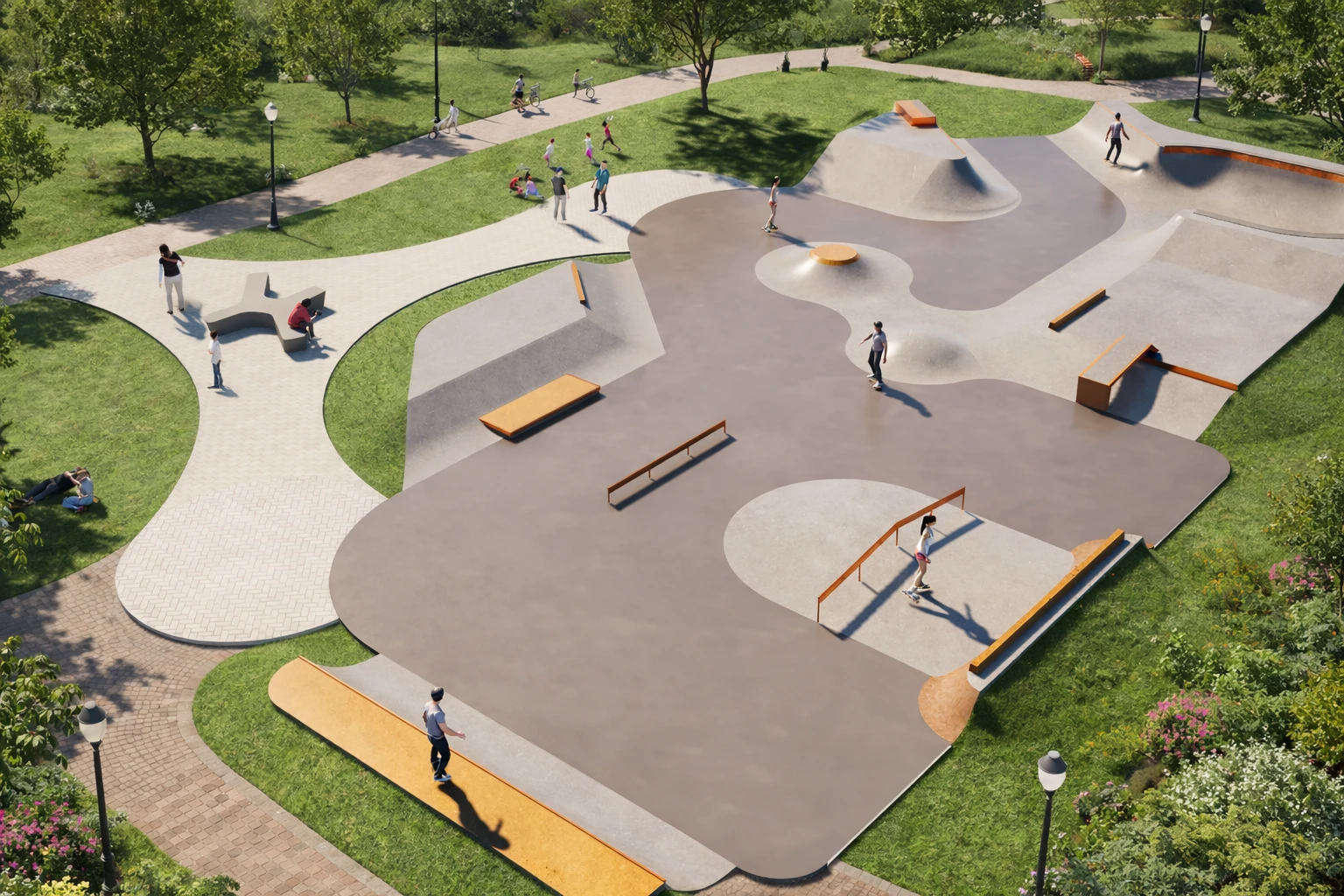 Skatepark Completo para Condomínio - elementos da pista