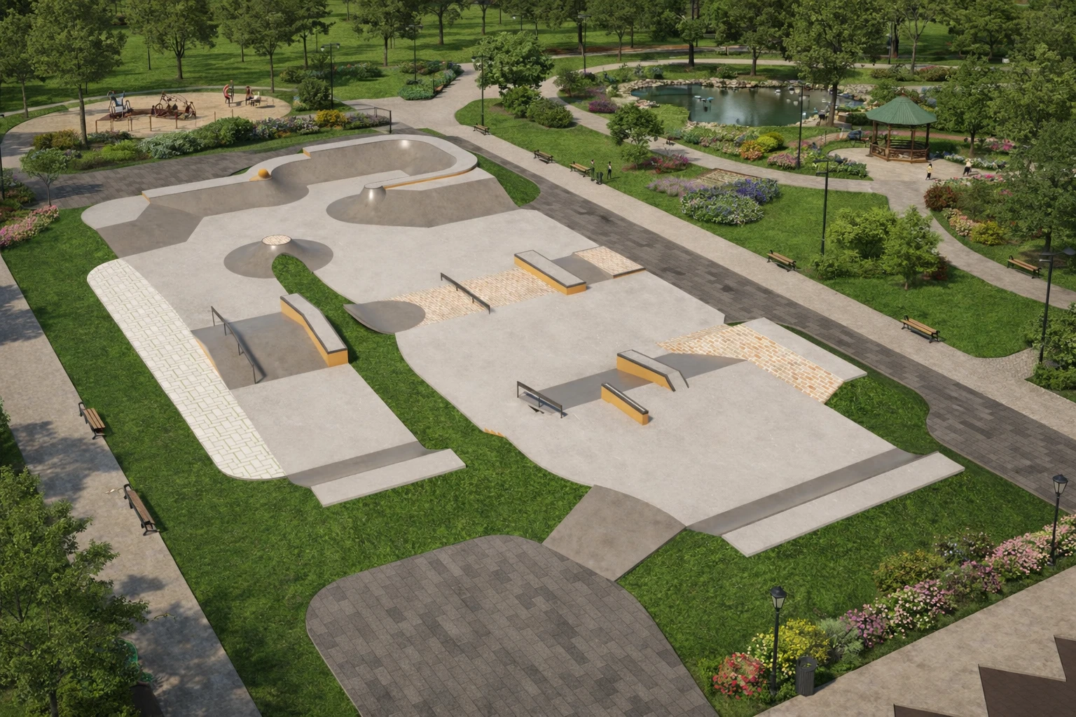 Skatepark Condomínio Fechado - pista de skate construída pela Overall Engenharia