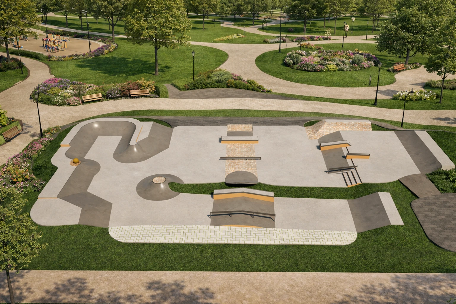 Skatepark Condomínio Fechado - elementos da pista